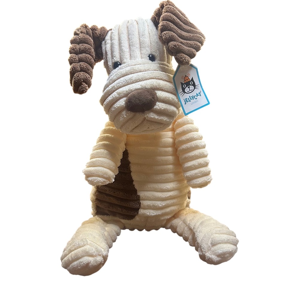 RETIRED NWT Jellycat Cordy Roy Mutt Plush Dog Cream Brown Medium 15" Authentic